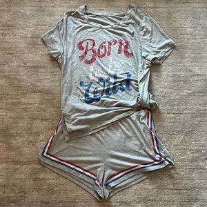 Born To Be Wild Lounge Tee and Shorts Set L